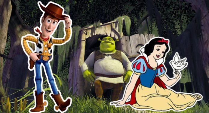 Shrek Toy Story y Blanca Nieves