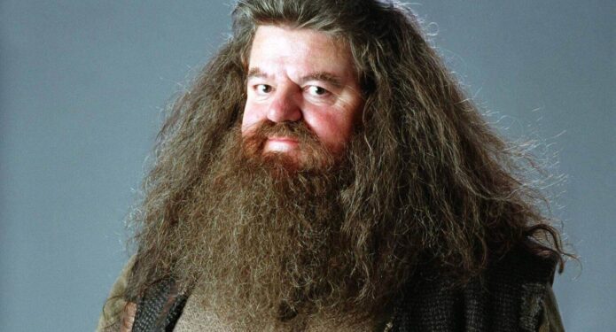 robbie coltrane como hagrid en la saga de harry potter 1