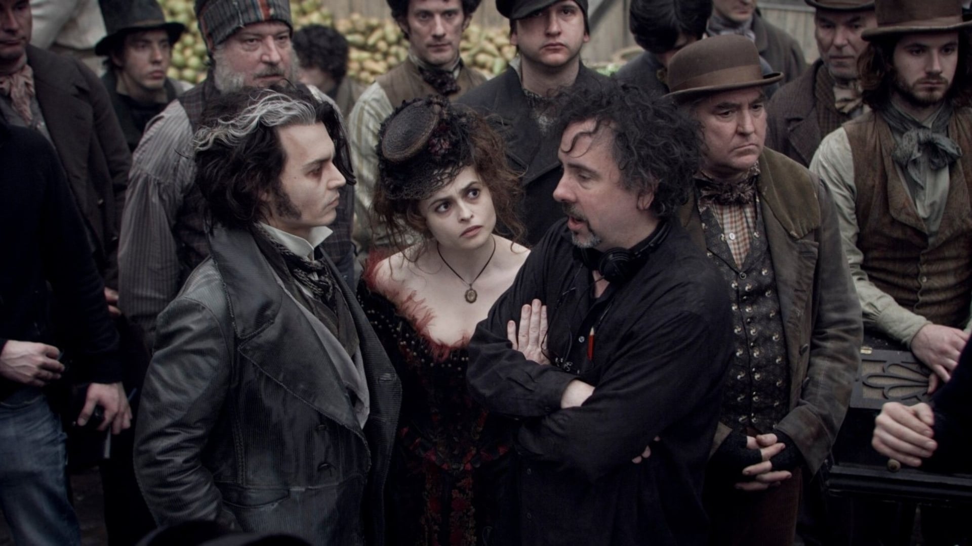 Tim Burton en el set de Sweeney Todd: El barbero demoniaco