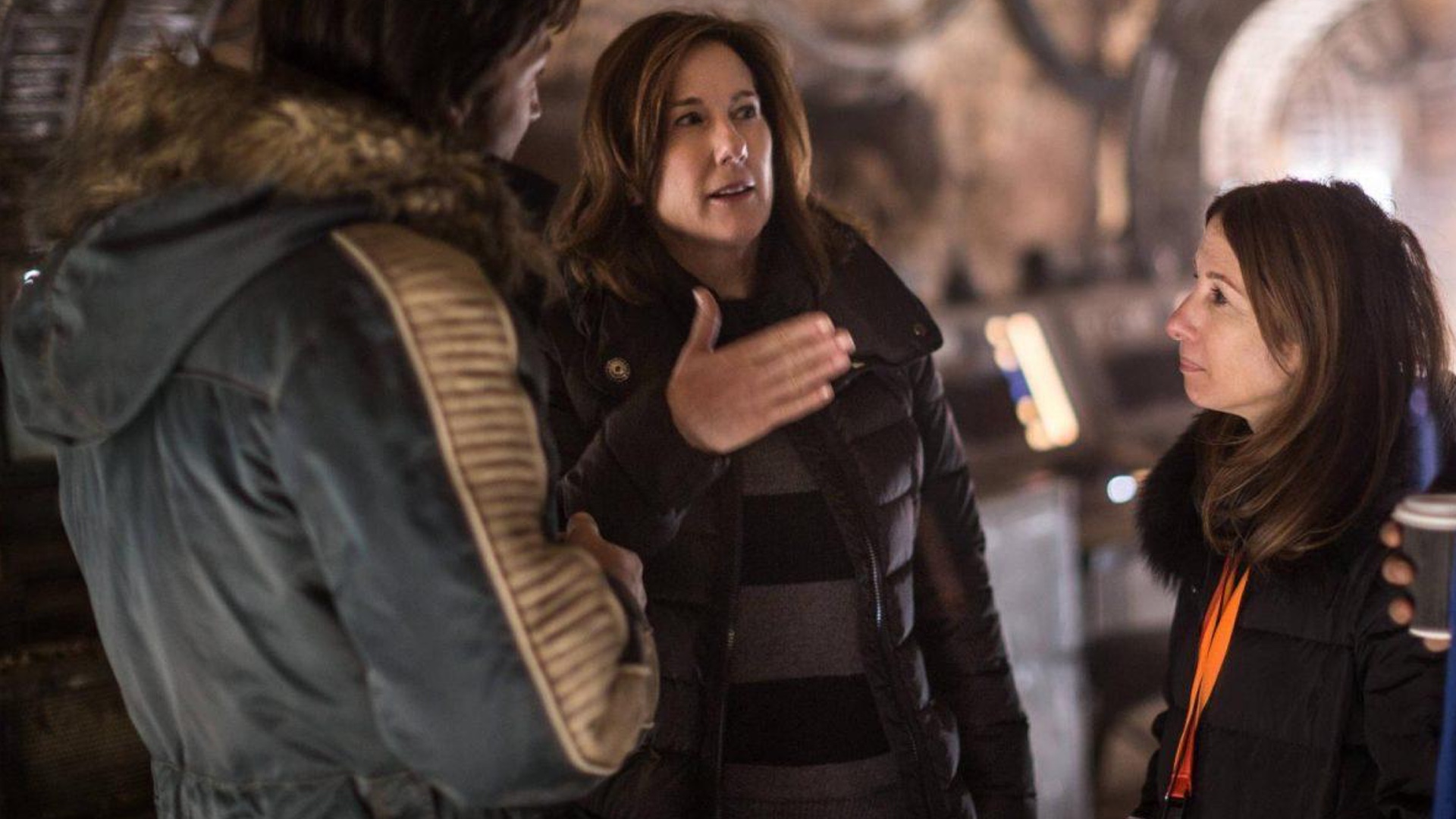 Kathleen Kennedy de Lucasfilm en el set de Rogue One