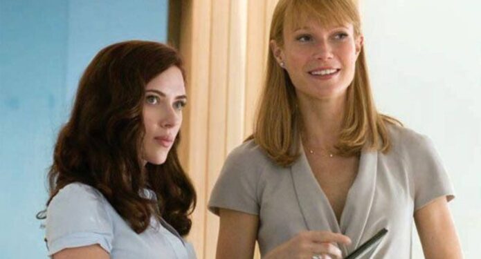 Scarlett Johansson como Black Widow y Gwyneth Paltrow como Pepper Potts en Iron Man 2 de Marvel