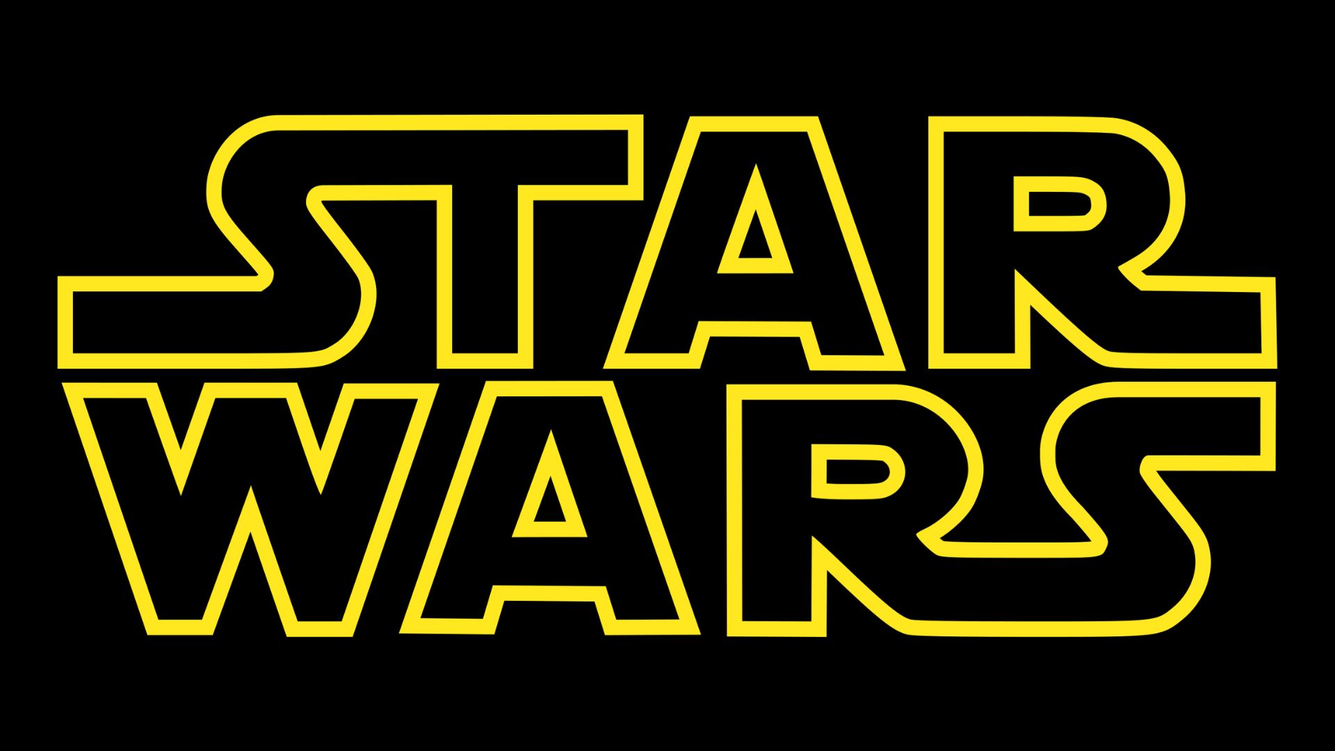 logo de la franquicia Star Wars en amarillo fondo negro