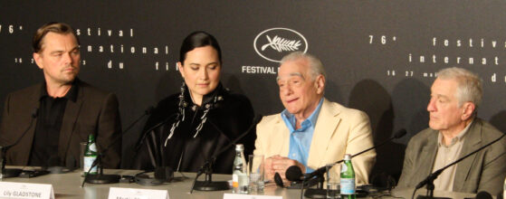 Lily Gladstone actriz, Robert De Niro, Leonardo DiCaprio y Martin Scorsese Cannes 2023