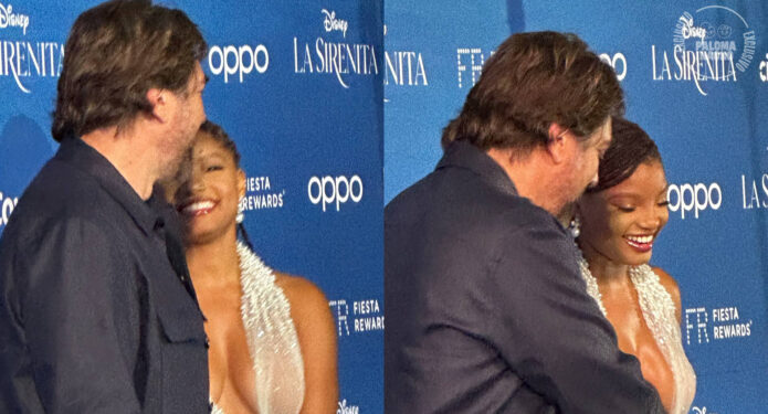 halle-bailey-javier-bardem-abrazados-premiere-la-sirenita