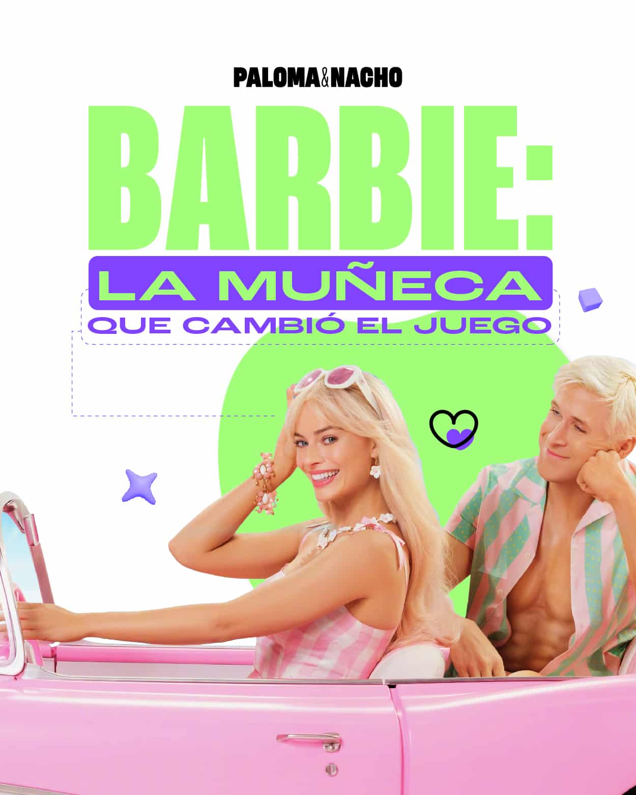 Ryan Gosling y Margot Robbie en el convertible rosa de Barbie 