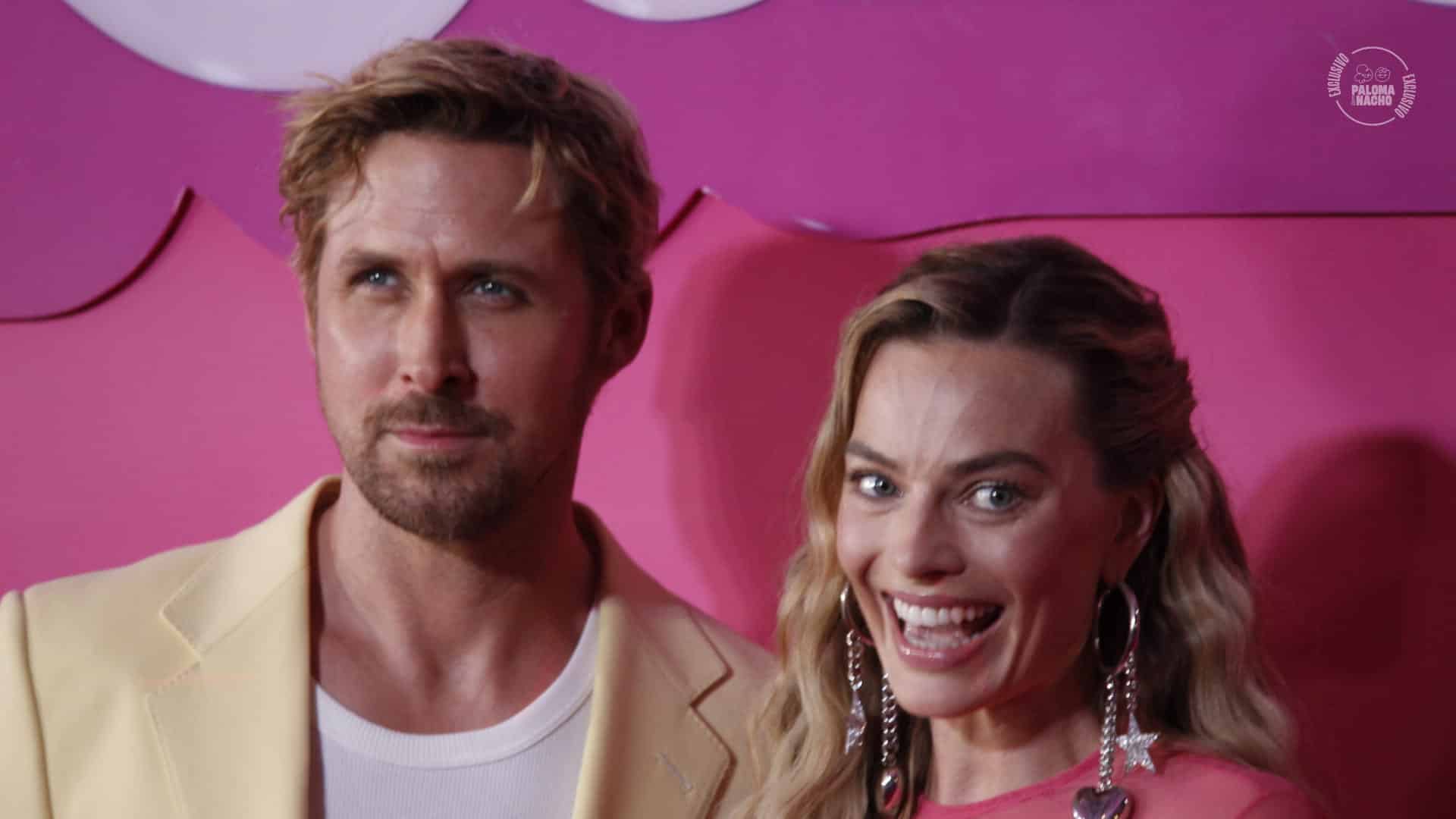 Ryan Gosling y Margot Robbie alfombra rosa de Barbie