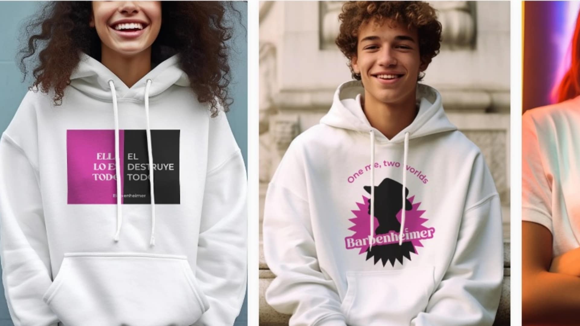 Sudaderas de Barbie y Oppenheimer Cinépolis 