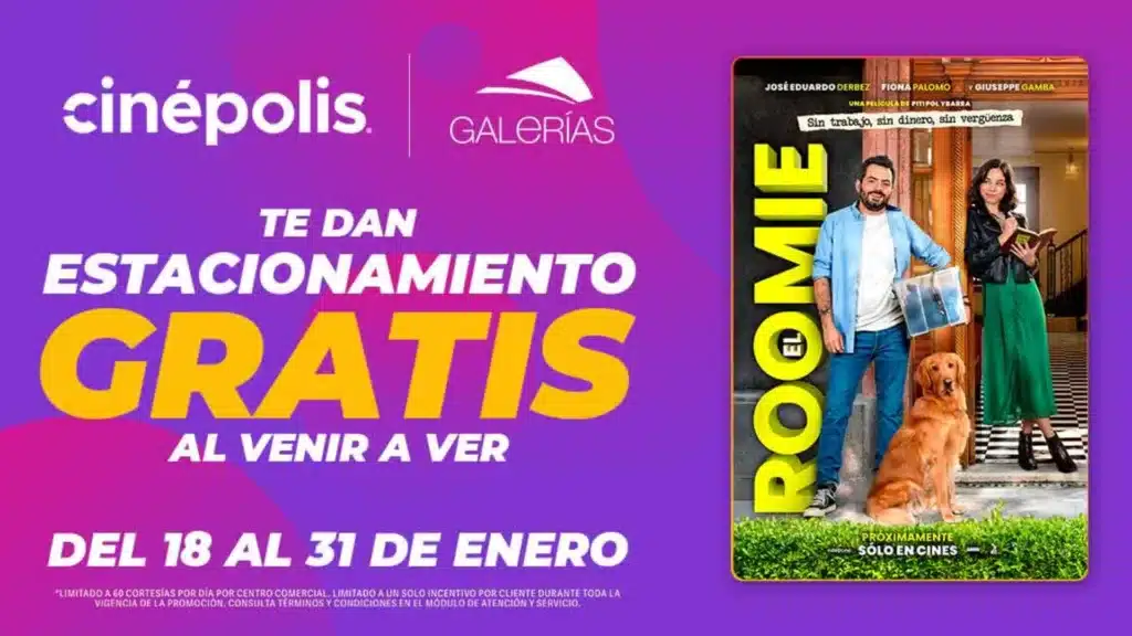 ¡Ven a ver El roomie a Cinépolis y obtén estacionamiento GRATIS!