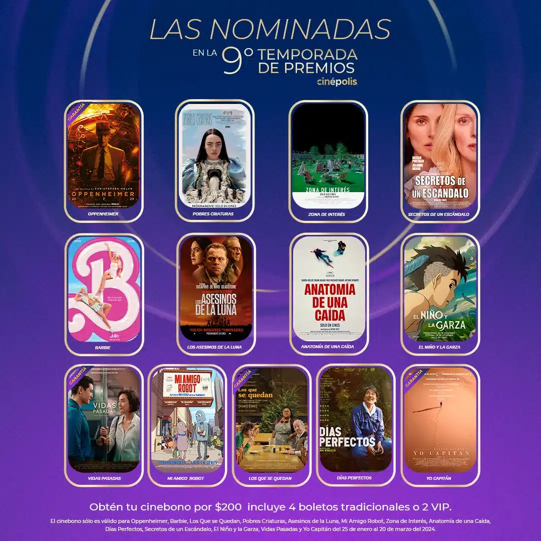 Películas nominadas para ver en Cinépolis Oscar 2024