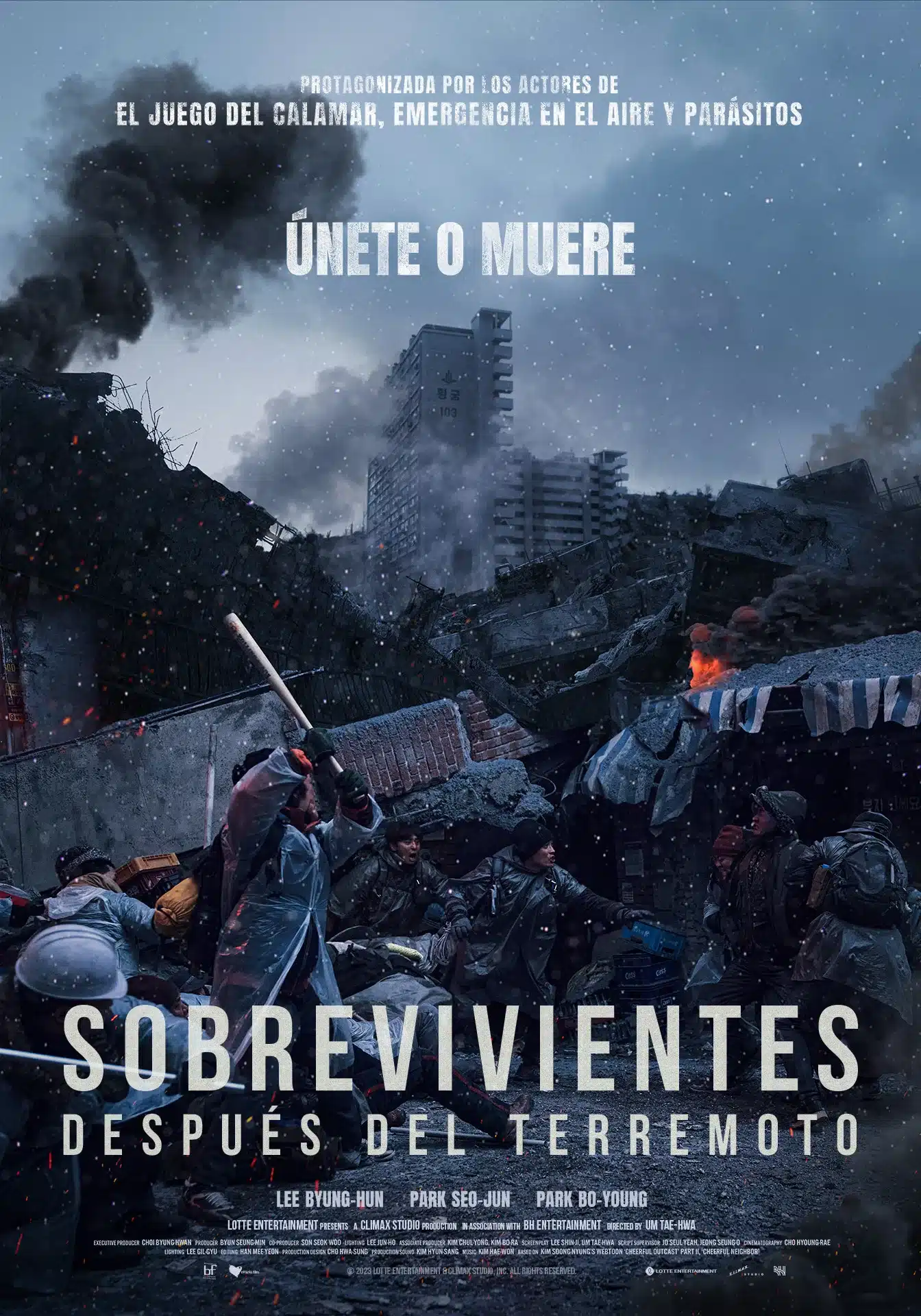 Sobrevivientes después del terremoto póster