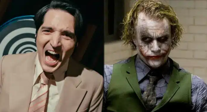 David Dastmalchian y Heath Ledger como el Joker.