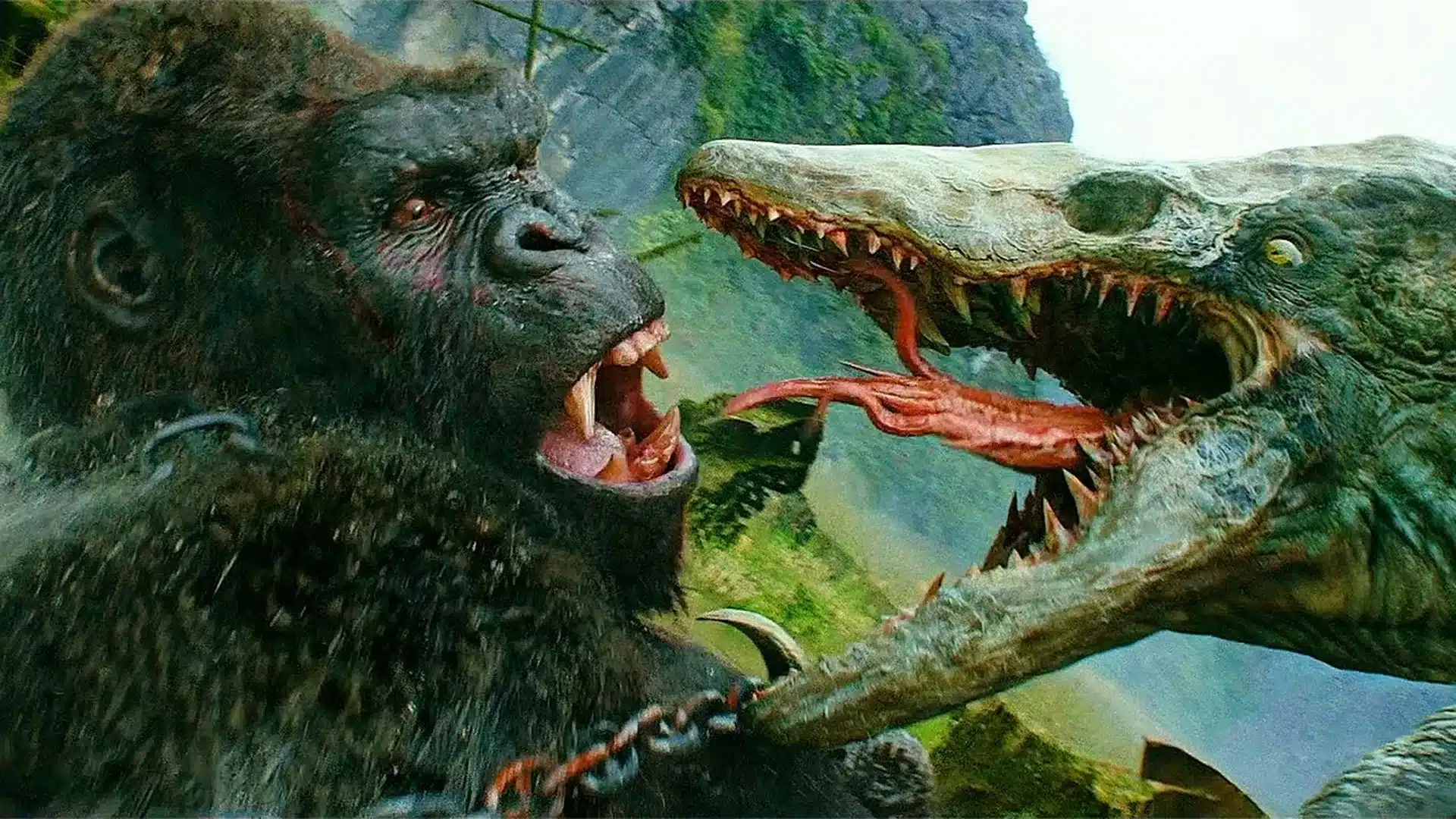 Kong peleando con un Skullcrawler