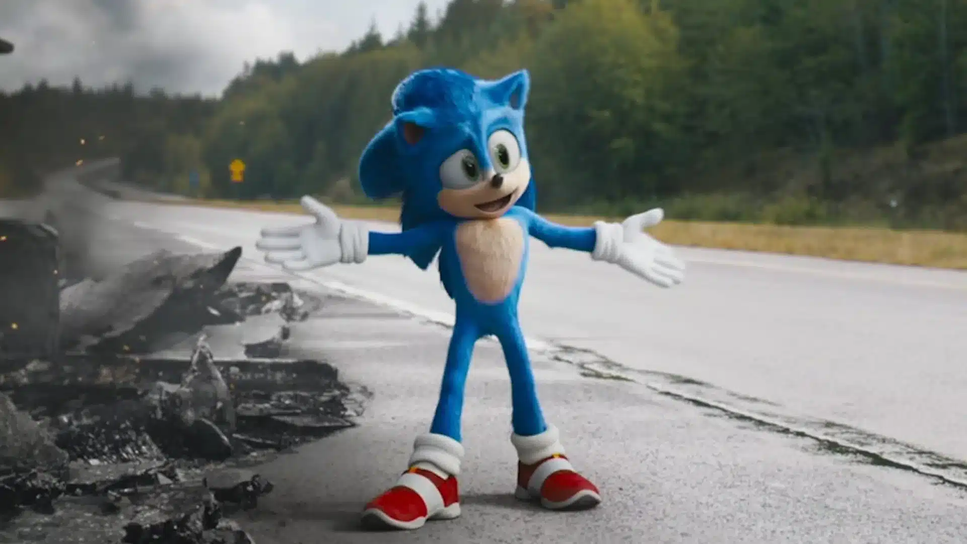 Sonic escena en la carretera