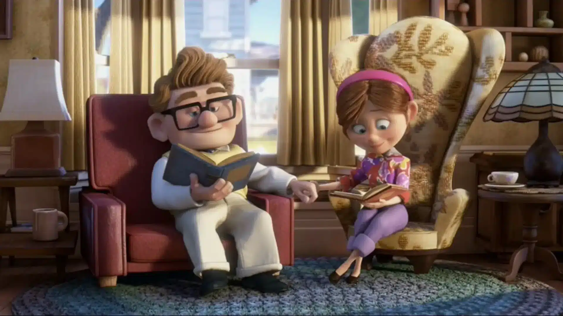 Carl y su esposa de jóvenes, en Up