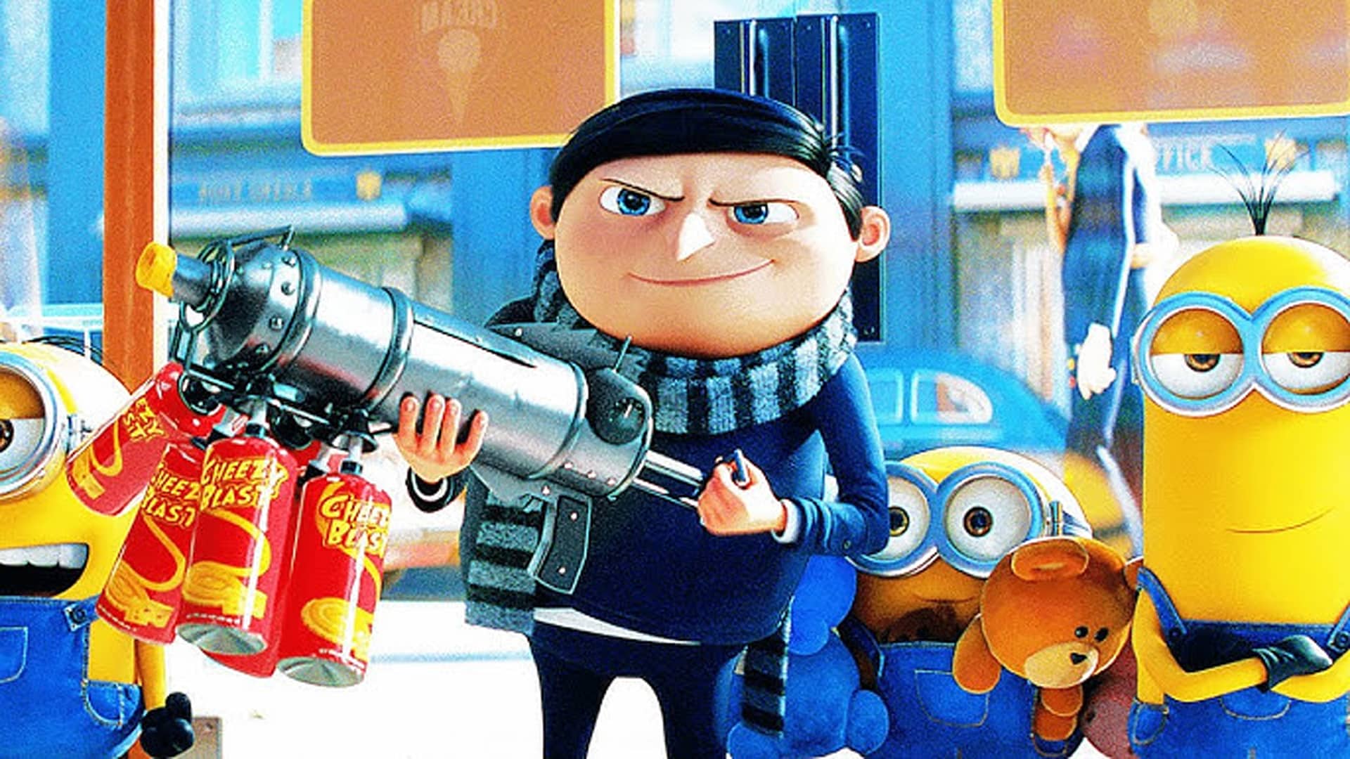 Gru de niño junto a los minions