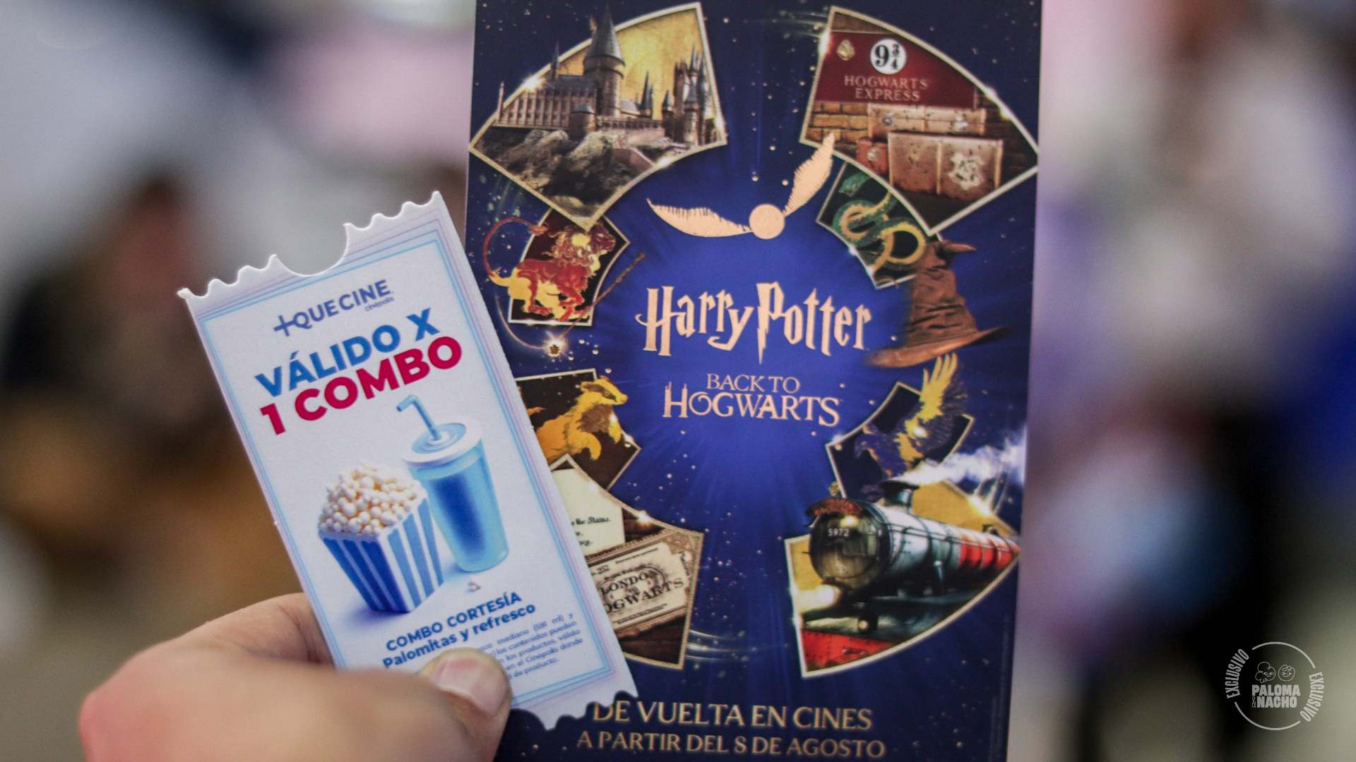 Boleto de Harry Potter con combo de palomitas