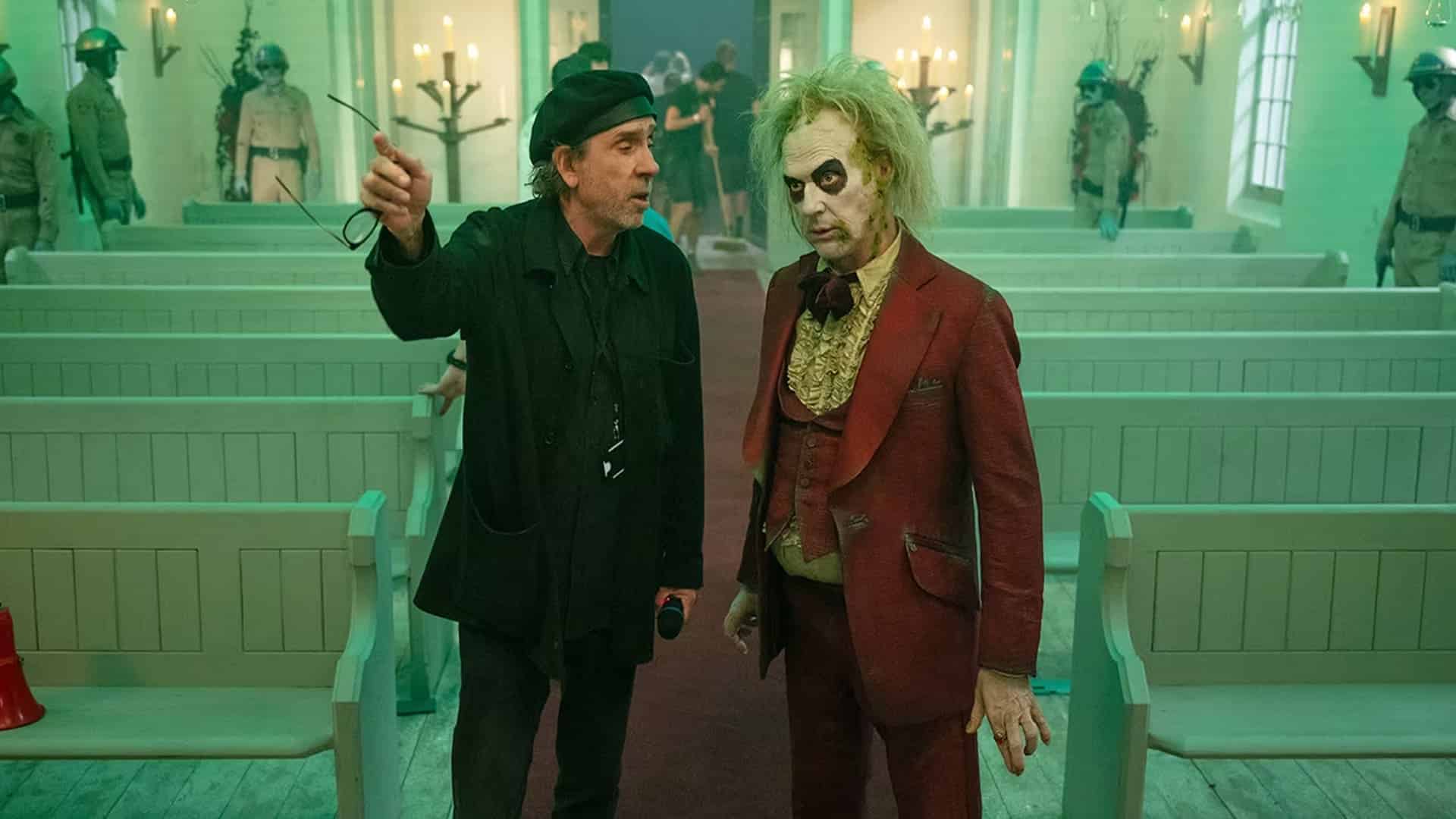 Tim Burton dirigiendo Beetlejuice Beetlejuice