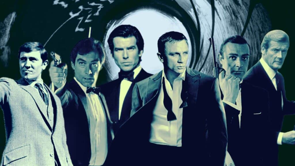 Sean Connery, George Lazenby, Roger Moore, Timothy Dalton, Pierce Brosnan y Daniel Craig en la saga 007 James Bond