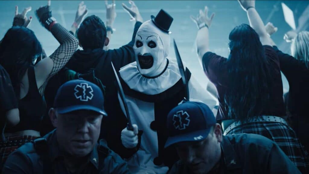 Art el Payaso en el video musical oficial A Work of Art de Ice Nine Kills para Terrifier 3