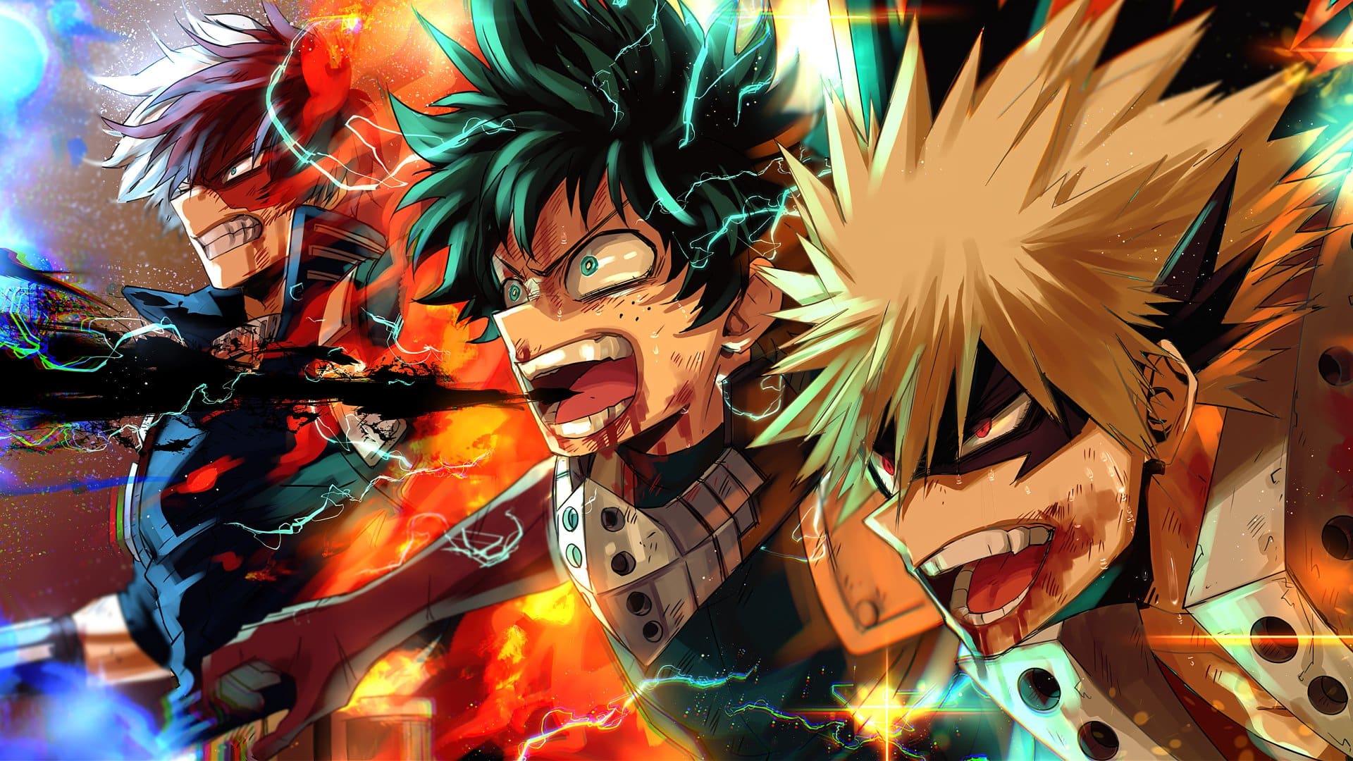 Deku, Bakugo y Todoroki