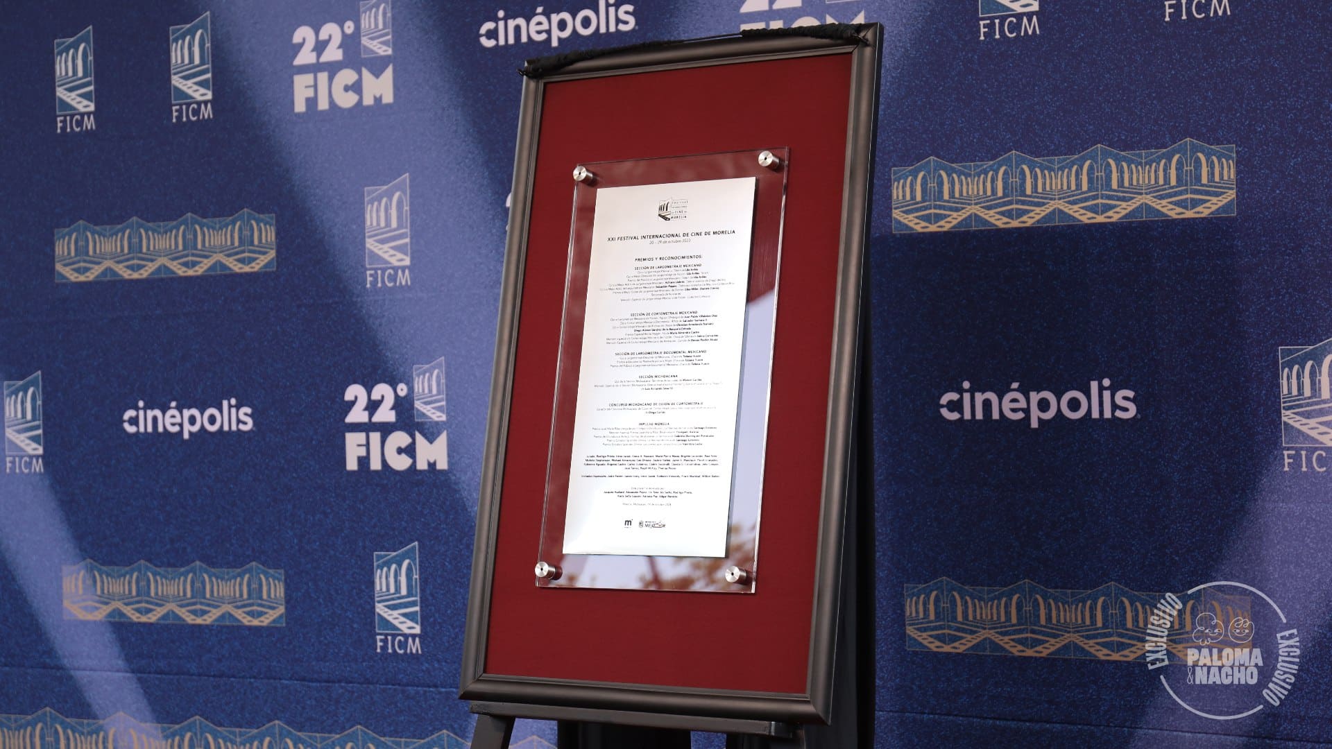 Placa ganadores FICM 2023 Morelia Rodrigo Prieto Liv Tyler 