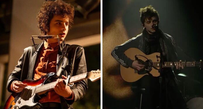 Timothée Chalamet cantó como Bob Dylan