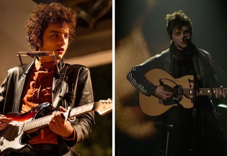 Timothée Chalamet cantó como Bob Dylan