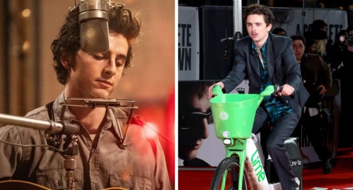 Timotheé Chalamet evento bicicleta