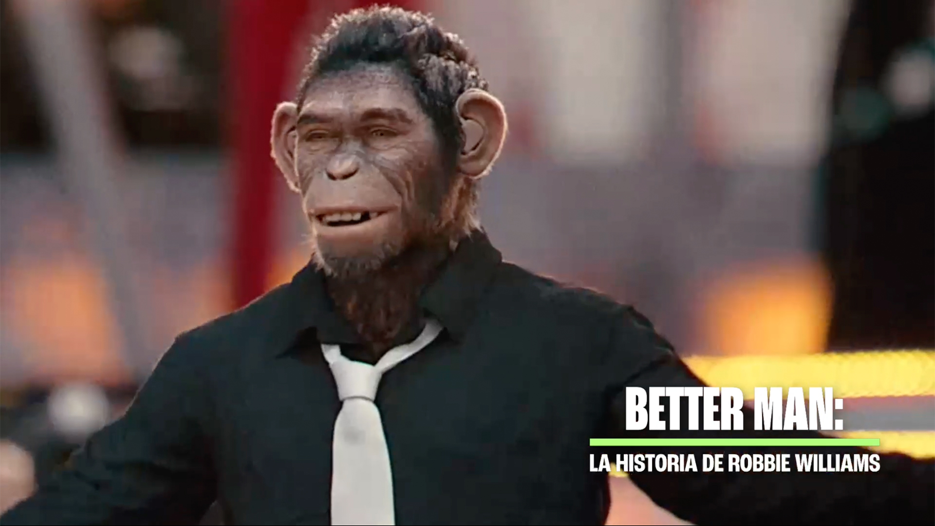 robbie williams en better man, chimpancé