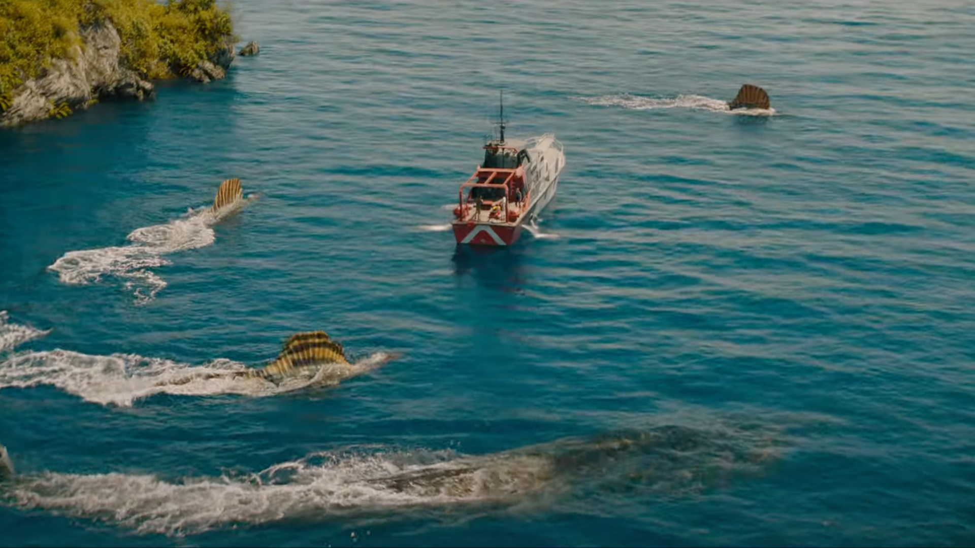 jurassic world renace ataque barco