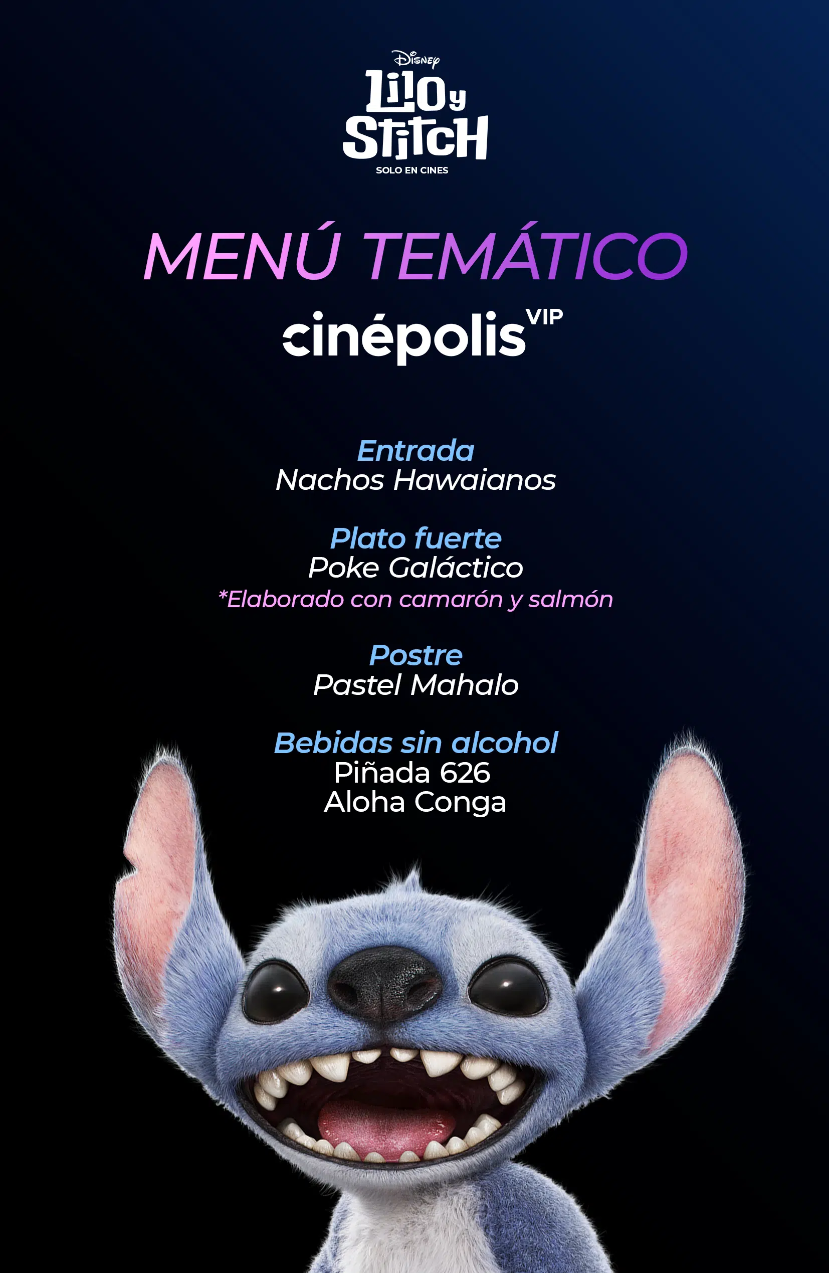 Menú Lilo & Stitch Cinépolis