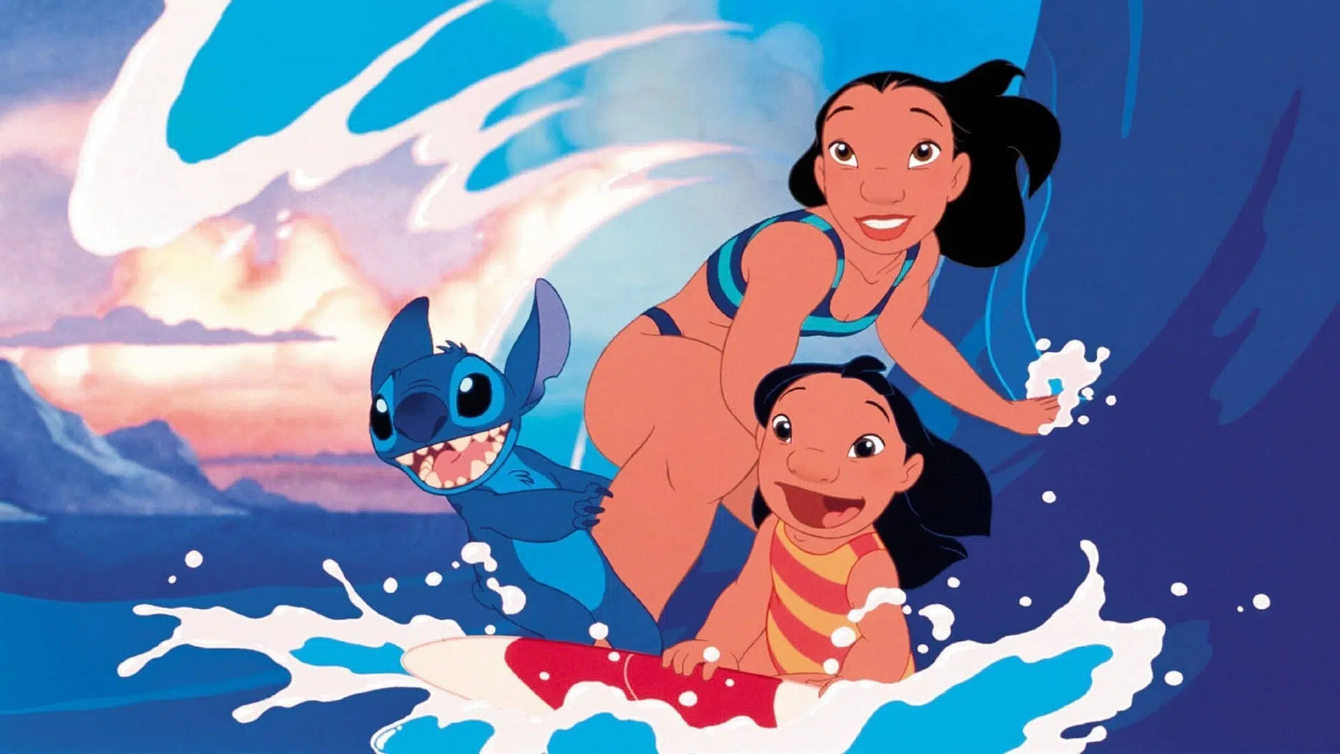 Lilo & Stitch, escena surfeando