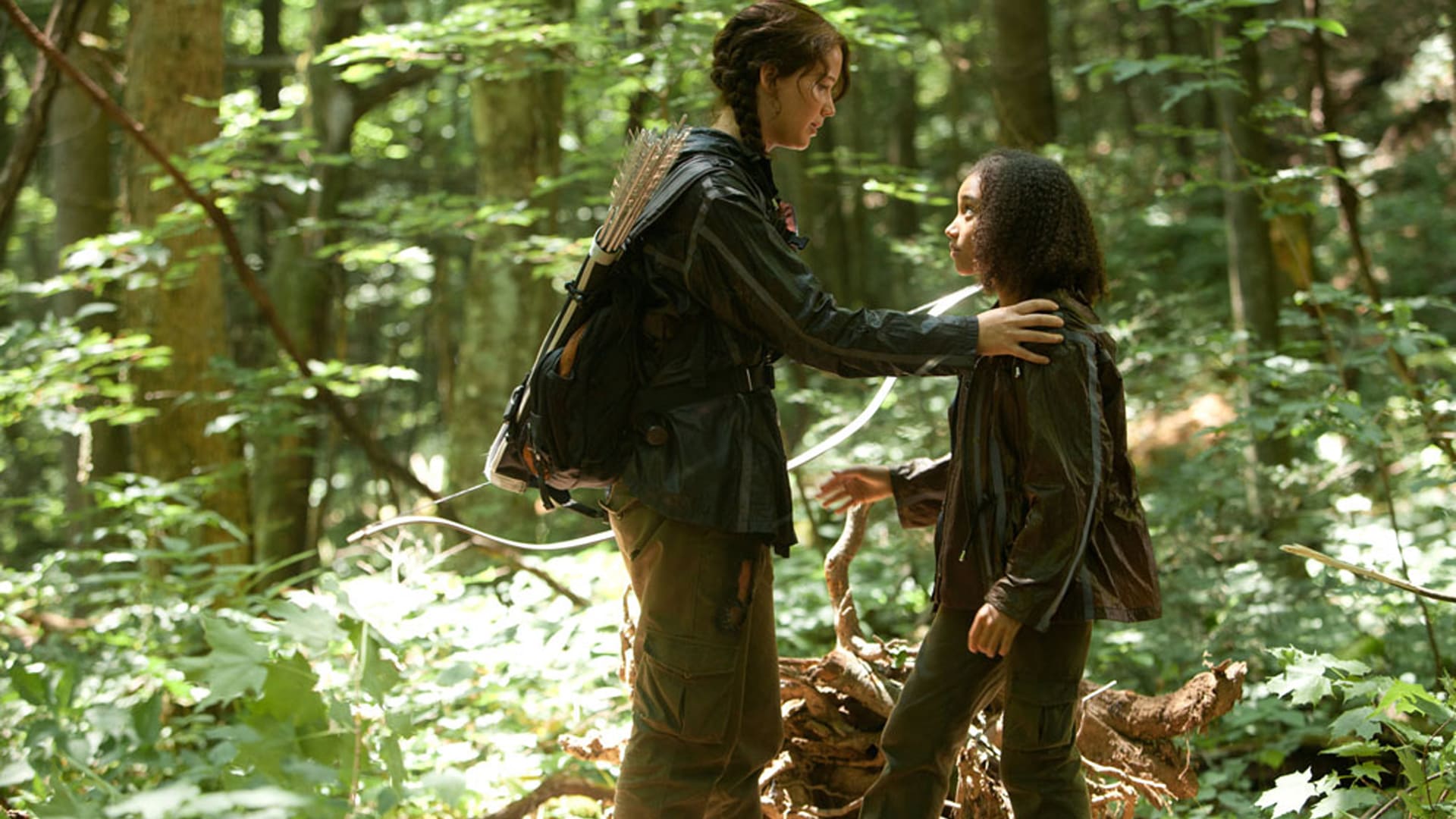 Katniss y Rue en Los juegos del hambre