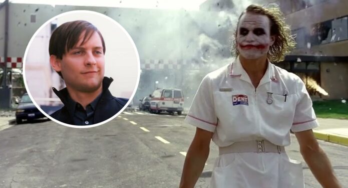 Según fans con ojo de águila, parece verse el Spider-Man de Tobey Maguire al fondo distante en una escena de Batman: El caballero de la noche