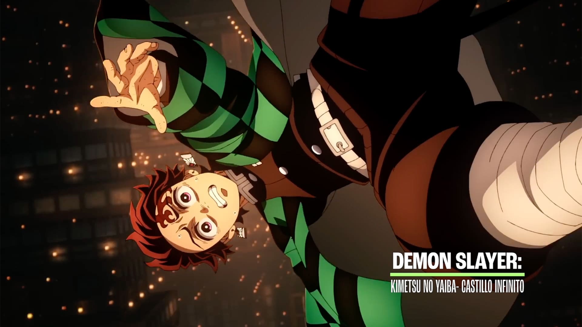 Tanjiro cayendo, Demon Slayer: Castillo infinito