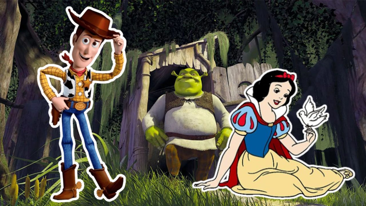 Shrek Toy Story y Blanca Nieves